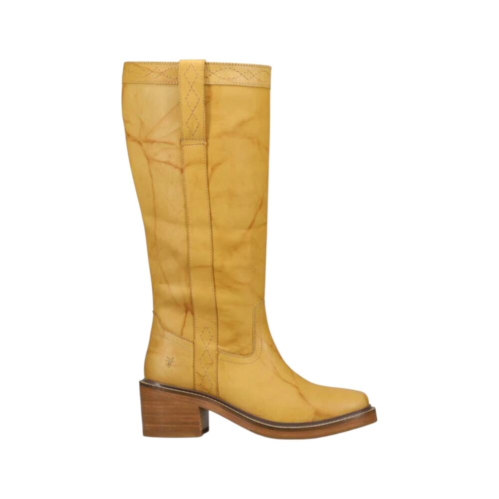 Frye Kate Pull On Banana Yellow Leather Riding Boots Size 10